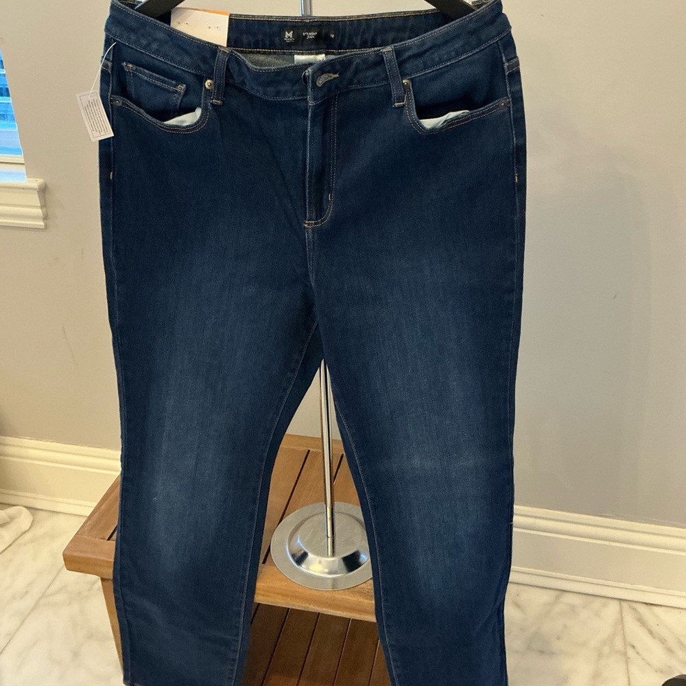 Classic Dark Blue Straight Leg Jeans